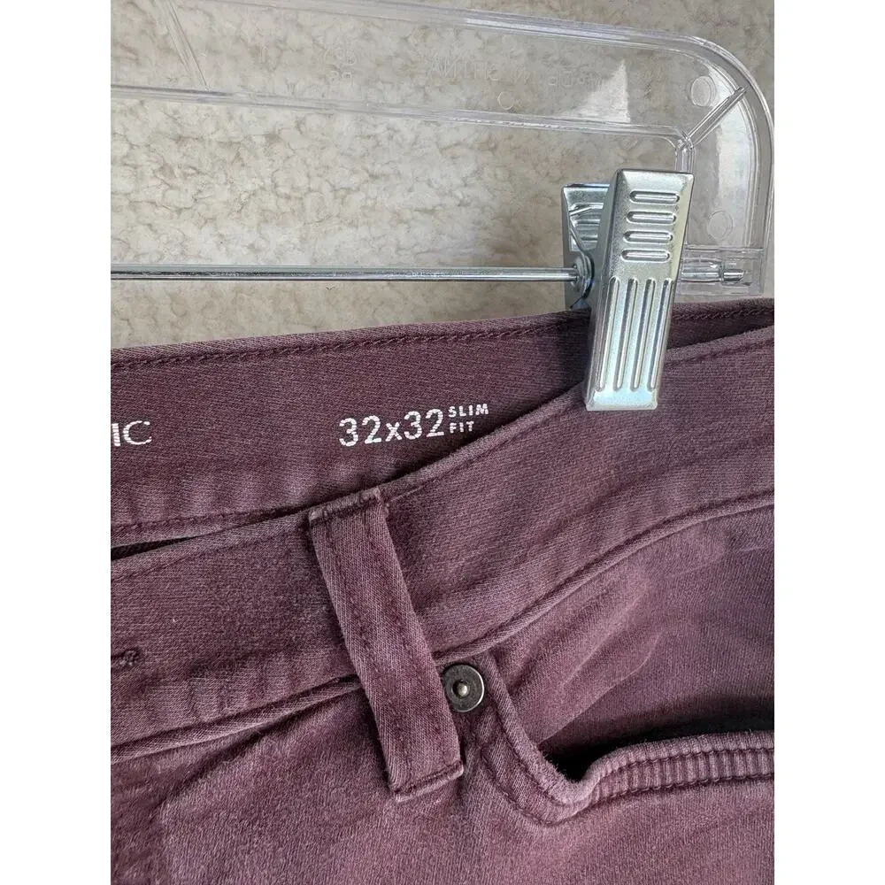 Banana Republic Travel Jean Mens 32x32 Slim Fit Burgundy Maroon Dark Red Pants